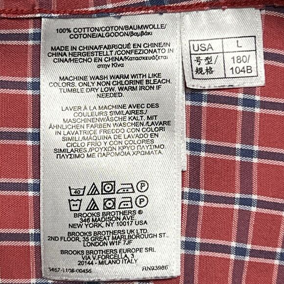 Brooks Brothers 1818 Regent Shirt Men’s L Red Button Down Plaid 100% Cotton - Picture 12 of 13